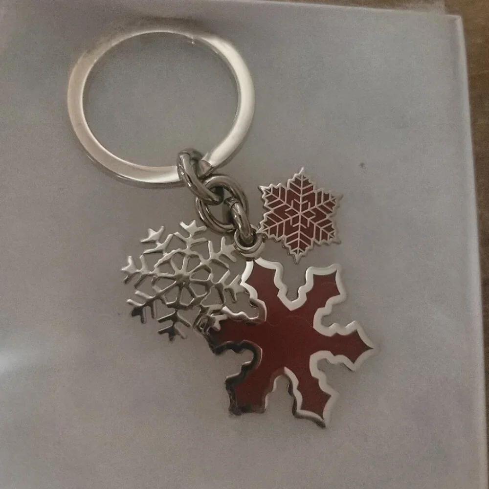 COACH - Snowflake (Cranberry Red) Silver-toned Keychain (Brand New)